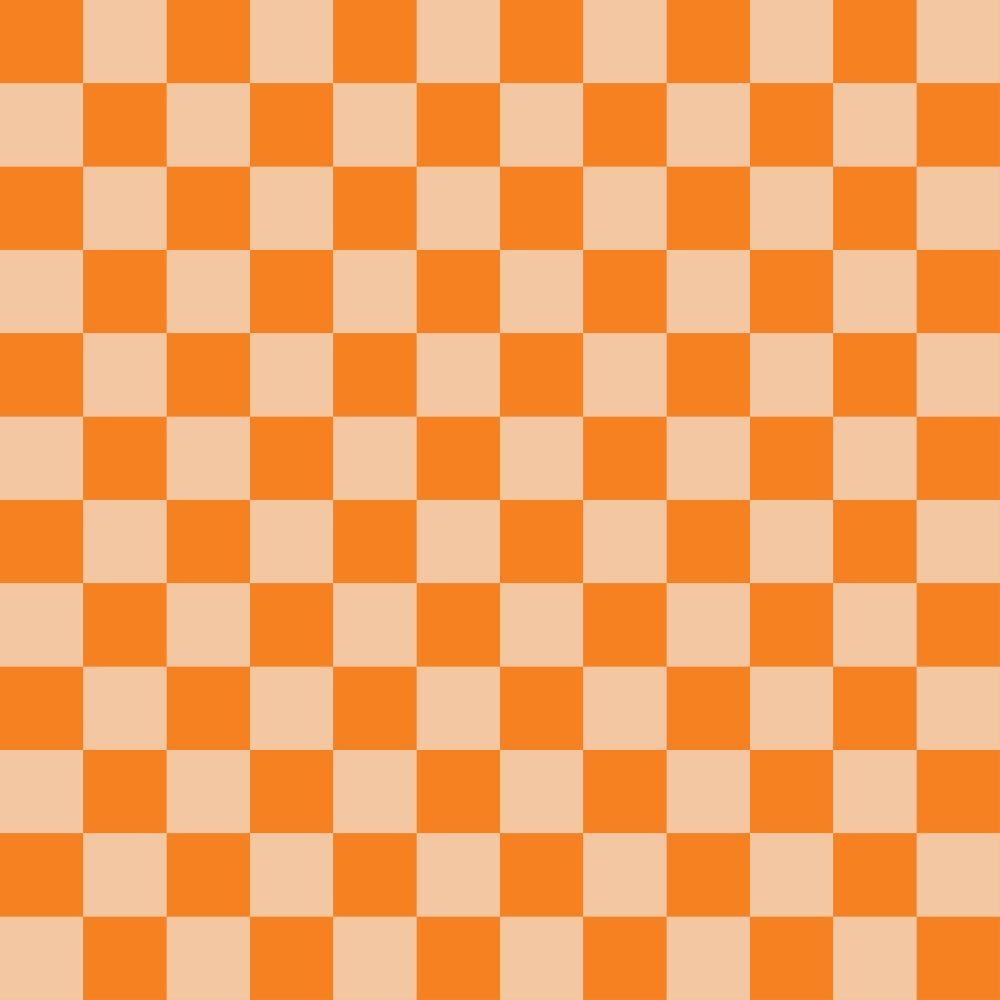orange, peach, checkered pattern, checkerboard, geometric design, two-tone,, fabric panel, alternating squares, bright colors, repetitive pattern, grid design, contemporary style, crafting material, sewing fabric, modern geometric, square motifs, vibrant orange, soft peach, tessellated design
