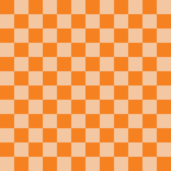 orange, peach, checkered pattern, checkerboard, geometric design, two-tone,, fabric panel, alternating squares, bright colors, repetitive pattern, grid design, contemporary style, crafting material, sewing fabric, modern geometric, square motifs, vibrant orange, soft peach, tessellated design