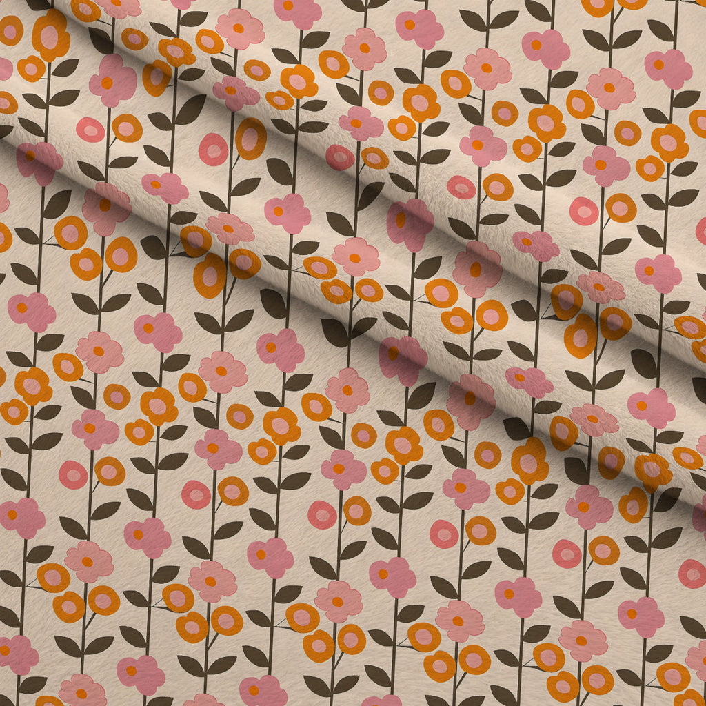 70s Retro Flowers Pattern 1 Fleece Fabric — fleece fabric folded close-up preview (mv-fleece-v1:lying)