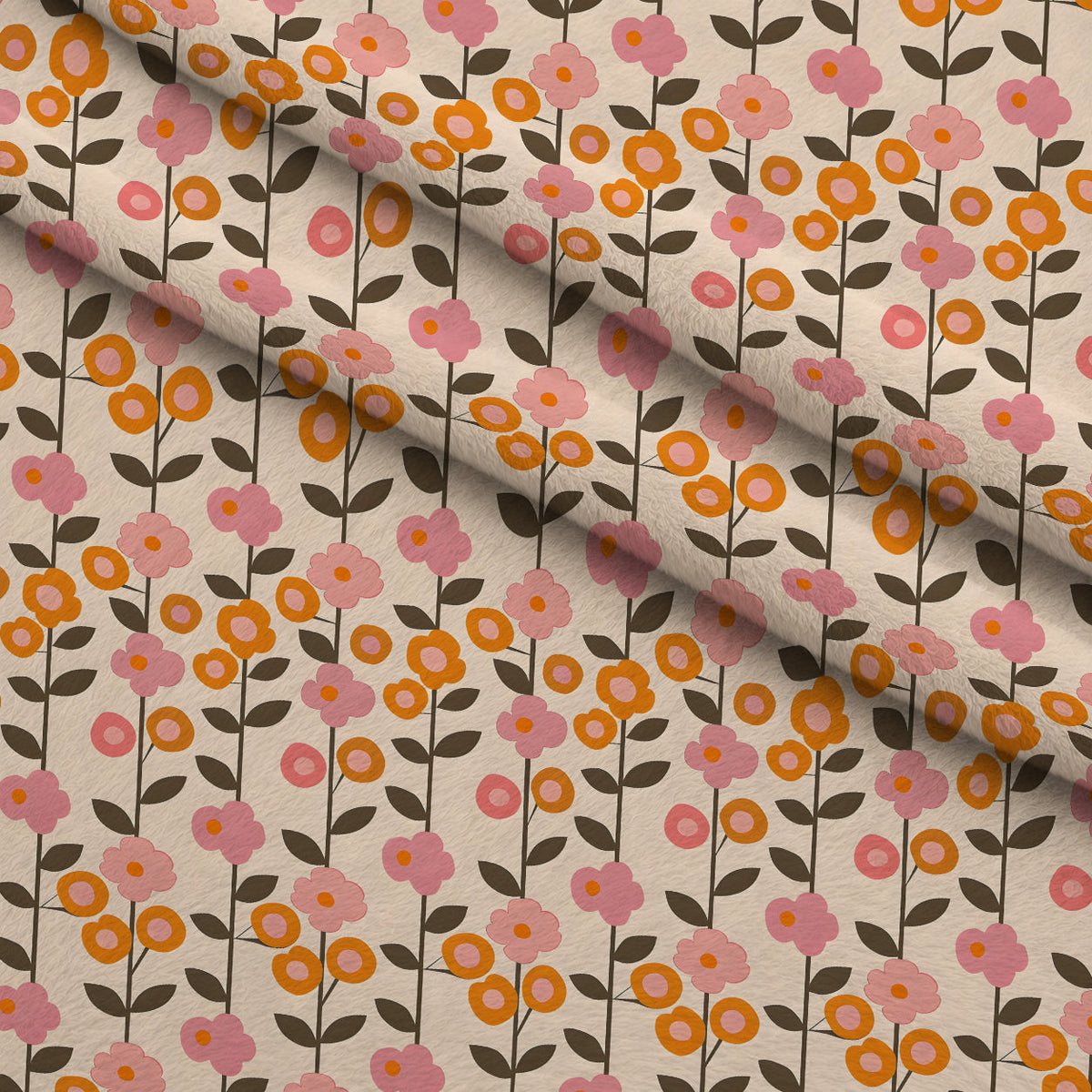 70s Retro Flowers Pattern 1 Fleece Fabric — fleece fabric folded close-up preview (mv-fleece-v1:lying)