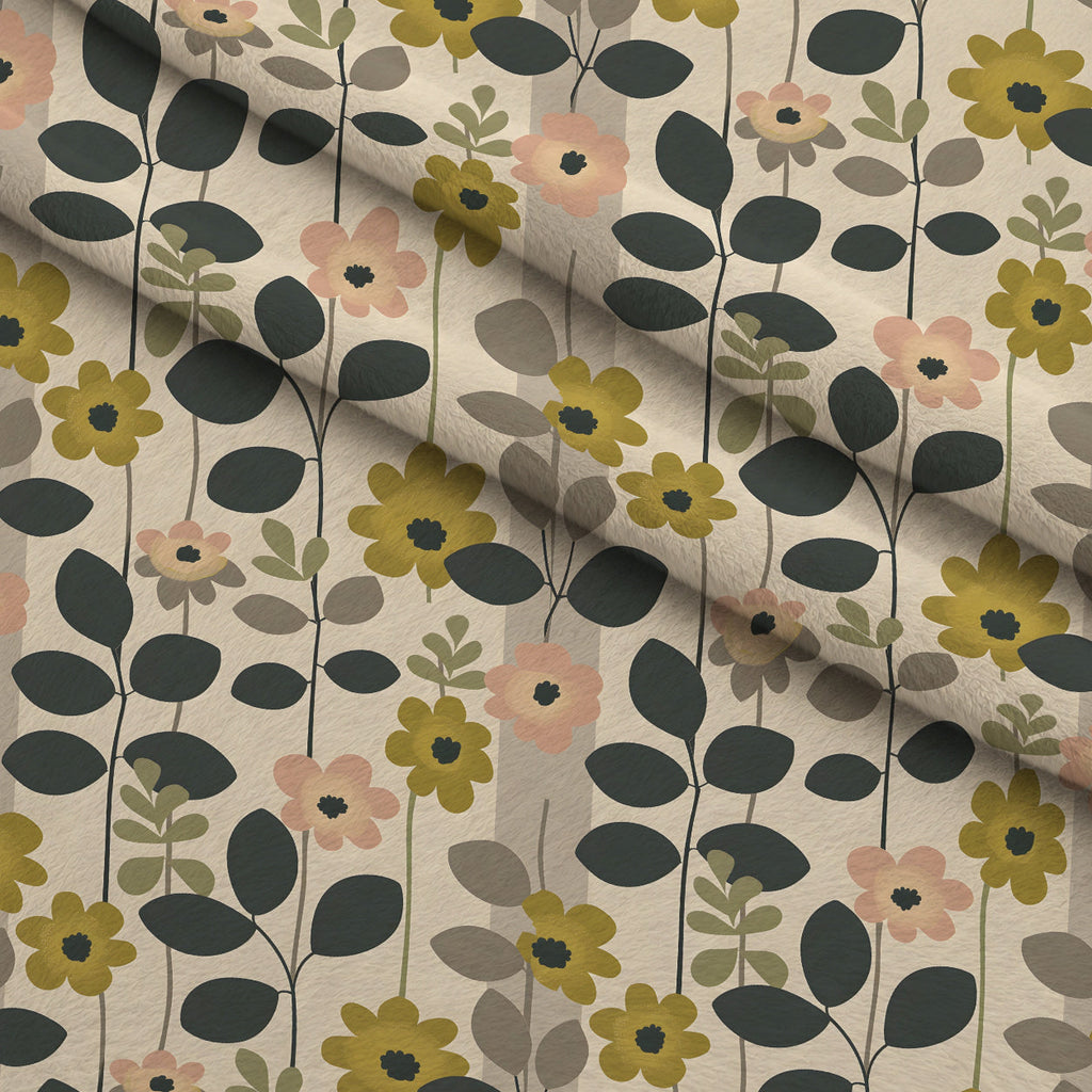 70s Retro Flowers Pattern 10 Fleece Fabric — fleece fabric folded close-up preview (mv-fleece-v1:lying)