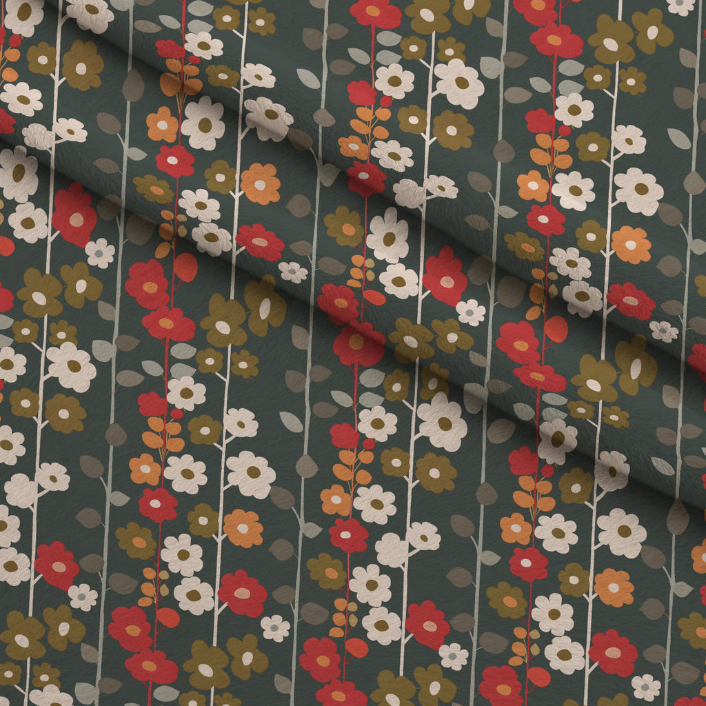 70s Retro Flowers Pattern 13 Fleece Fabric — fleece fabric folded close-up preview (mv-fleece-v1:lying)