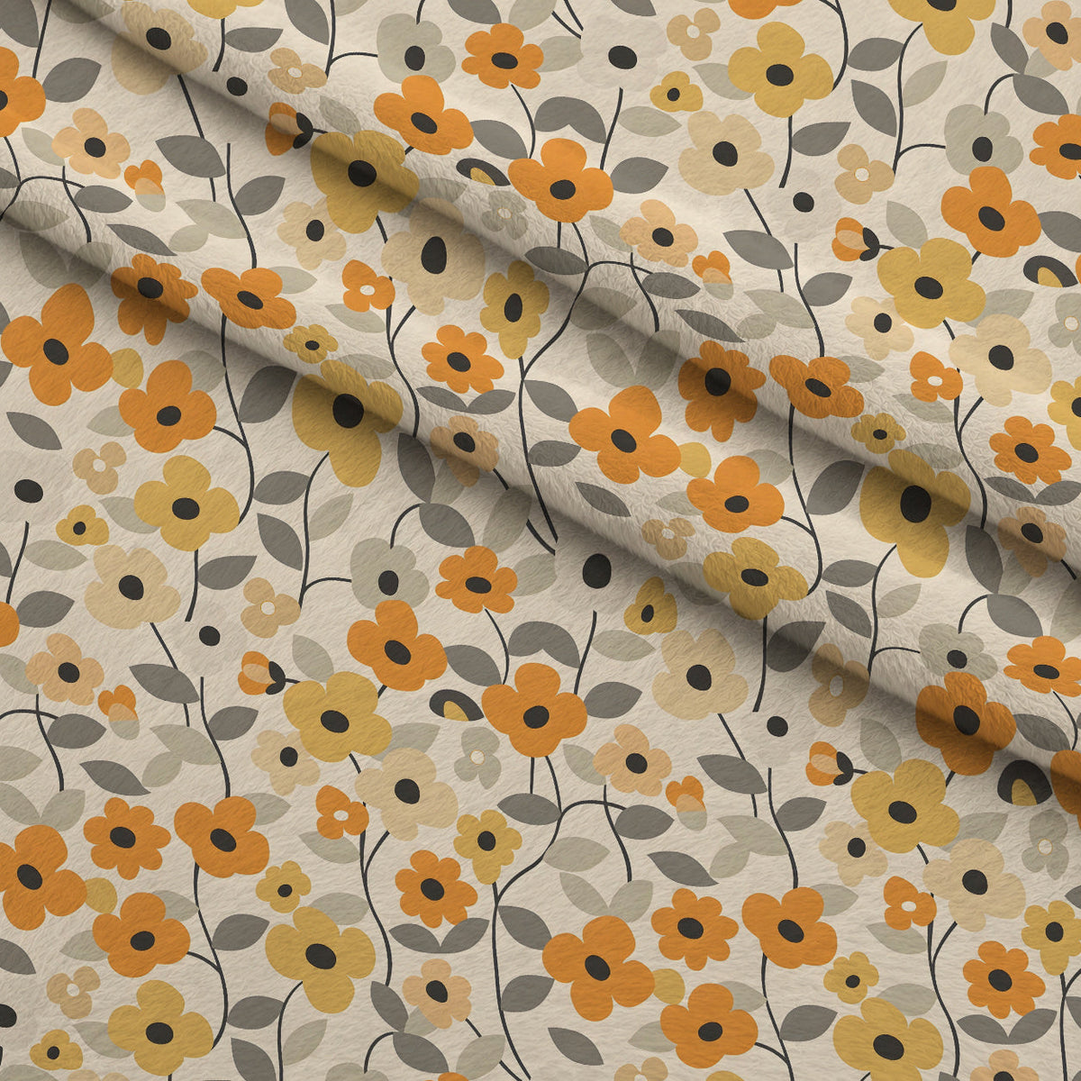 70s Retro Flowers Pattern 3 Fleece Fabric — fleece fabric folded close-up preview (mv-fleece-v1:lying)
