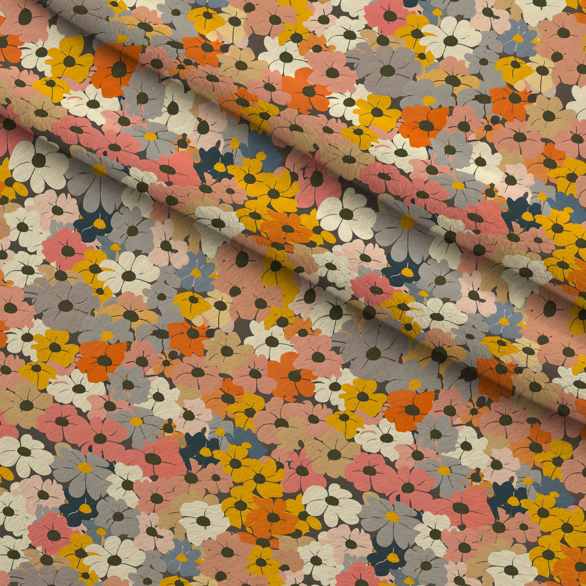 70s Retro Flowers Pattern 4 Fleece Fabric — fleece fabric folded close-up preview (mv-fleece-v1:lying)