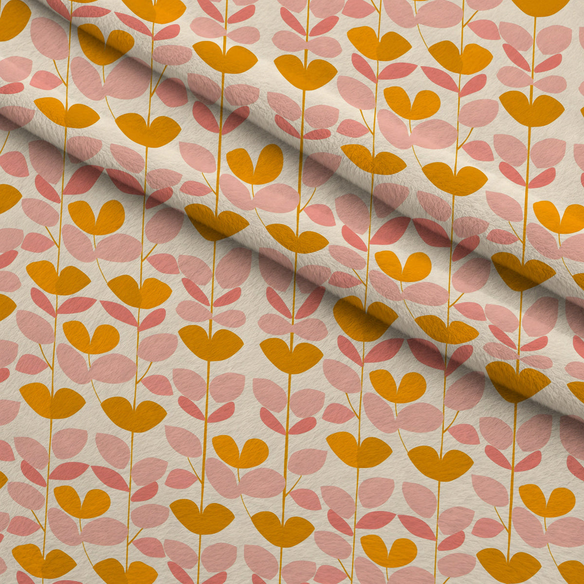 70s Retro Flowers Pattern 5 Fleece Fabric — fleece fabric folded close-up preview (mv-fleece-v1:lying)