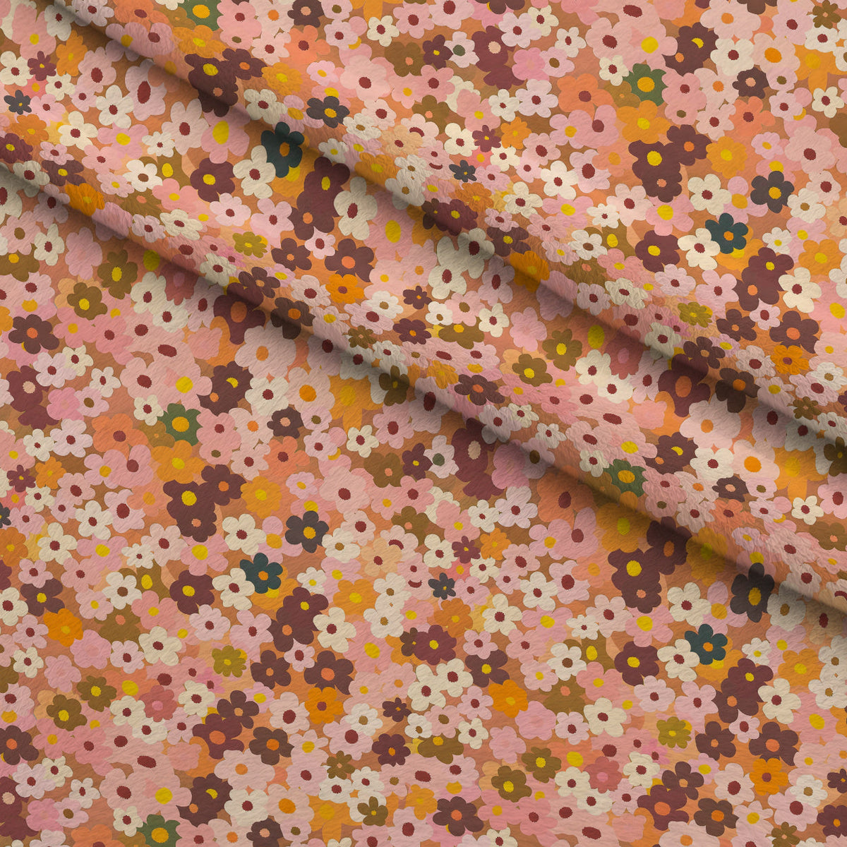 70s Retro Flowers Pattern 6 Fleece Fabric — fleece fabric folded close-up preview (mv-fleece-v1:lying)