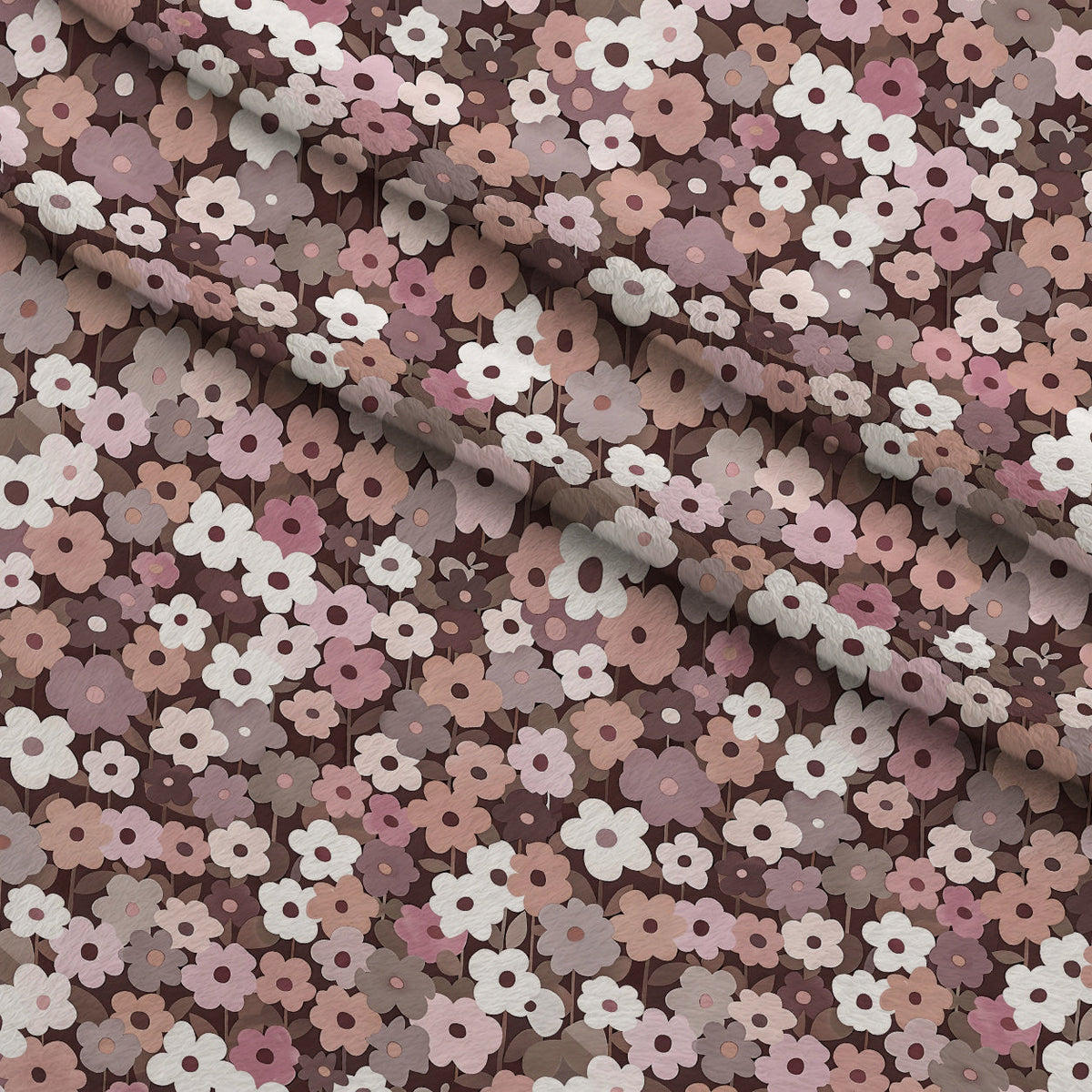 70s Retro Flowers Pattern 8 Fleece Fabric — fleece fabric folded close-up preview (mv-fleece-v1:lying)