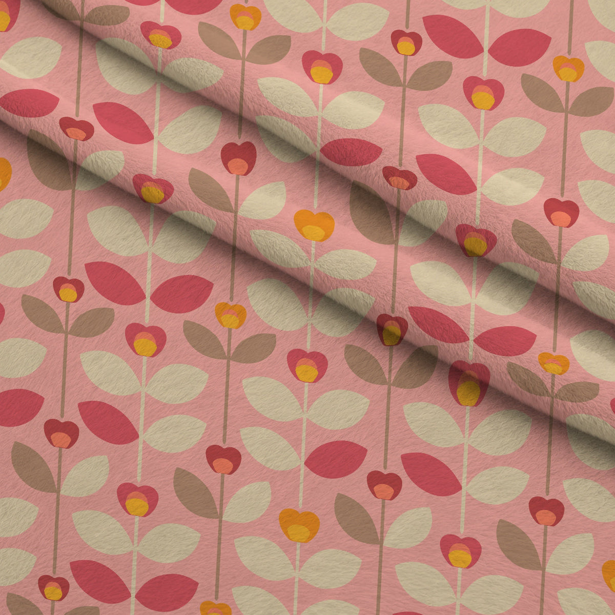 70s Retro Flowers Pattern 9 Fleece Fabric — fleece fabric folded close-up preview (mv-fleece-v1:lying)