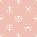 blush pink, coral pink, white, starburst pattern, sunburst design, geometric shapes, radiating lines, boho style, groovy pattern, retro design, 70s aesthetic,, fabric panel, repeating motif, mid-century modern, bohemian vibes, circular motifs, vintage inspired