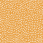 orange, white, brushstrokes, abstract dots, hand-painted marks, organic shapes, scattered pattern, boho style, groovy design, 70s retro,, fabric panel, artistic texture, painterly strokes, irregular dots, bohemian pattern, vintage inspired, earthy orange, creative design
