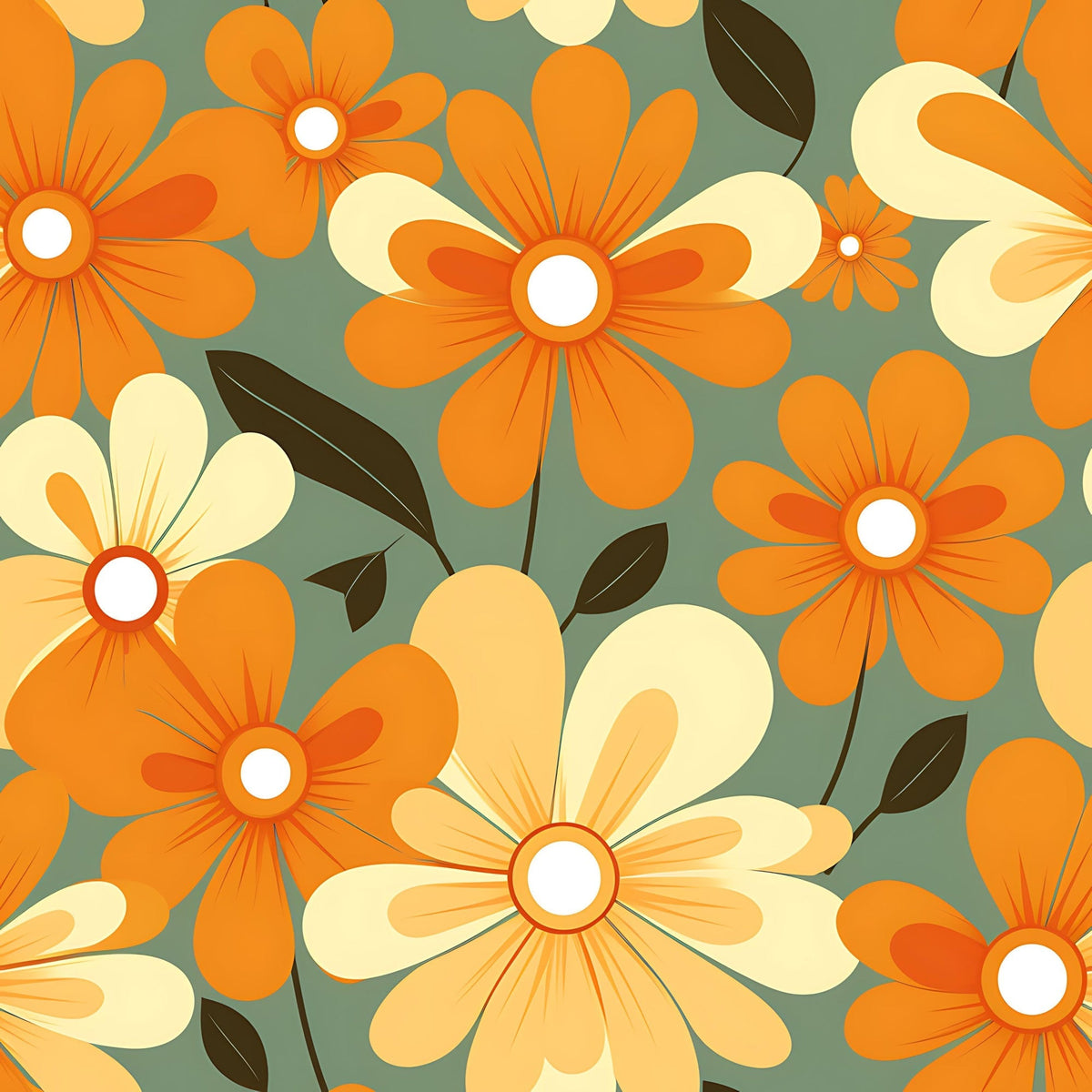 Mod Daisy Daze Pattern 1 Fleece Fabric