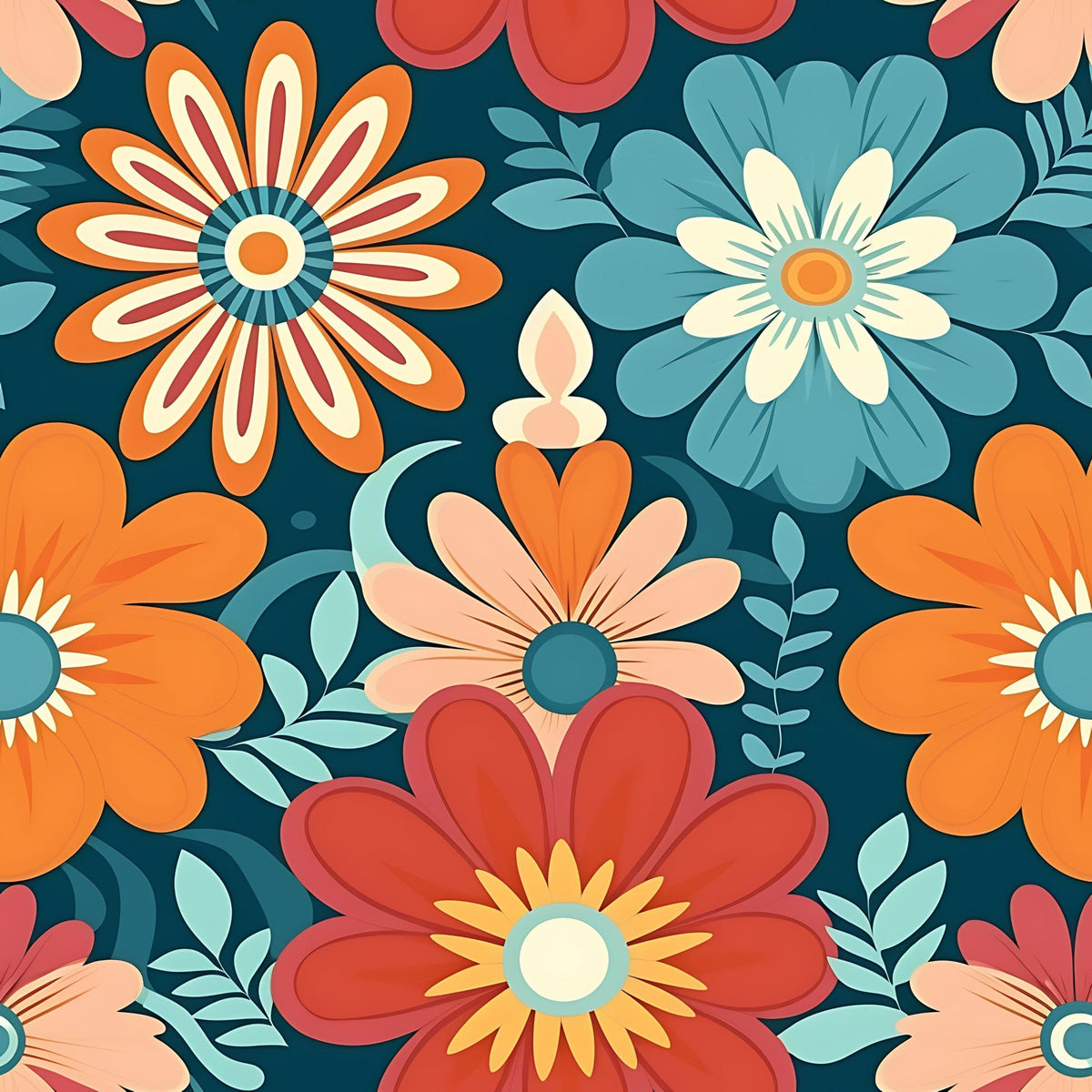 Mod Daisy Daze Pattern 9 Fleece Fabric