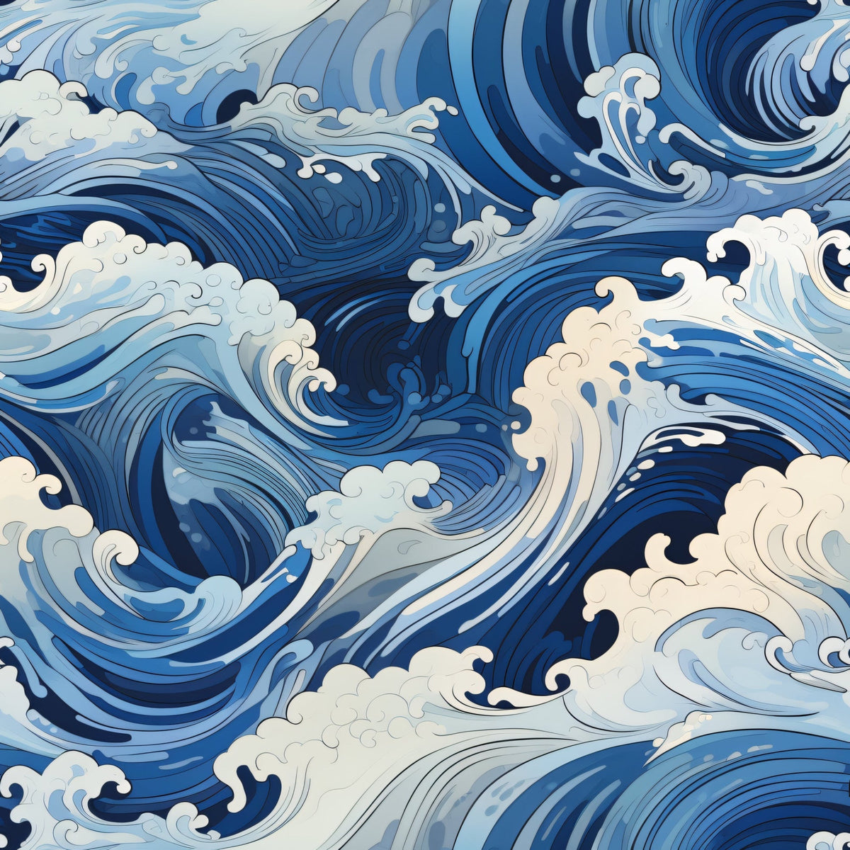 Indigo Swells Pattern 1 Fleece Fabric