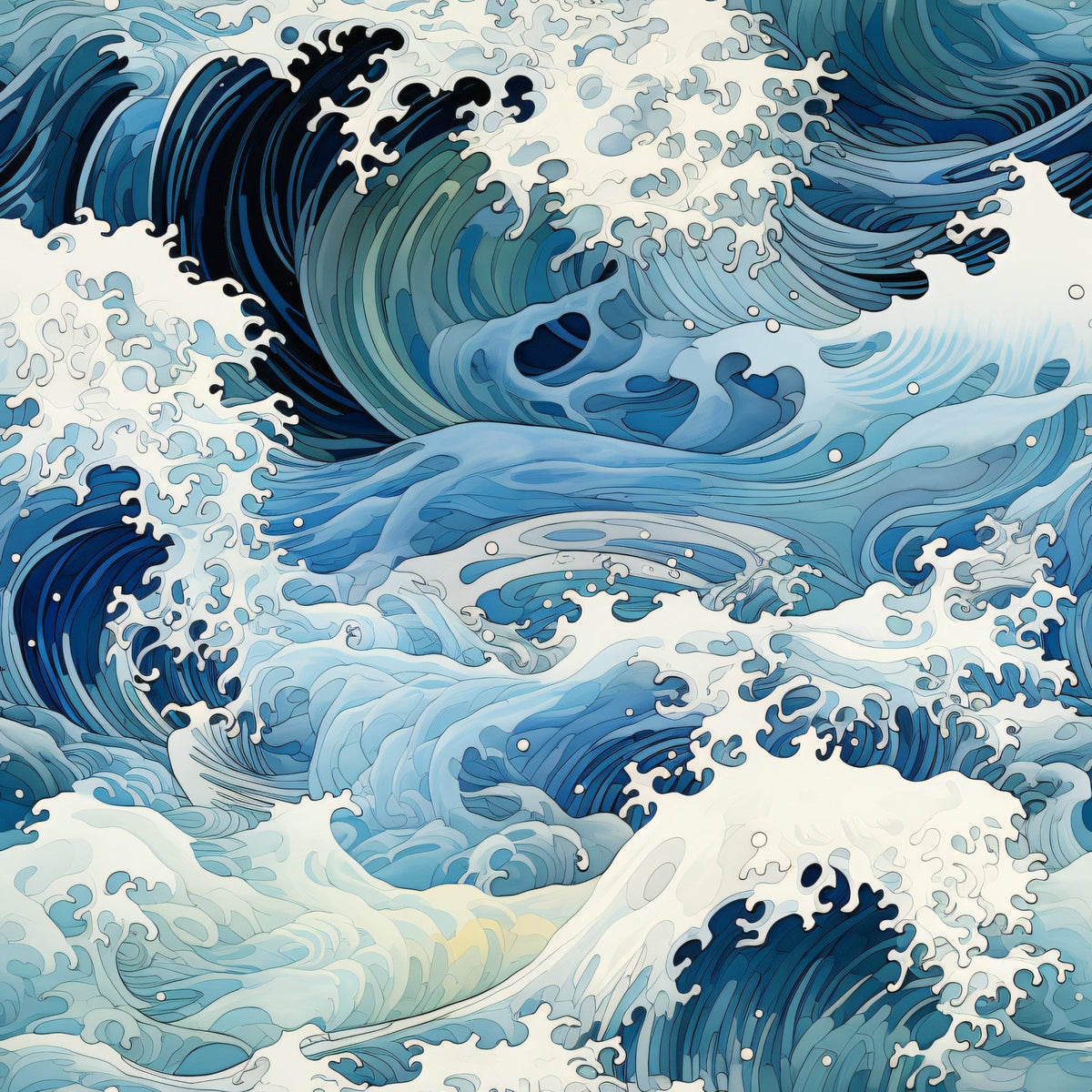 Indigo Swells Pattern 3 Fleece Fabric