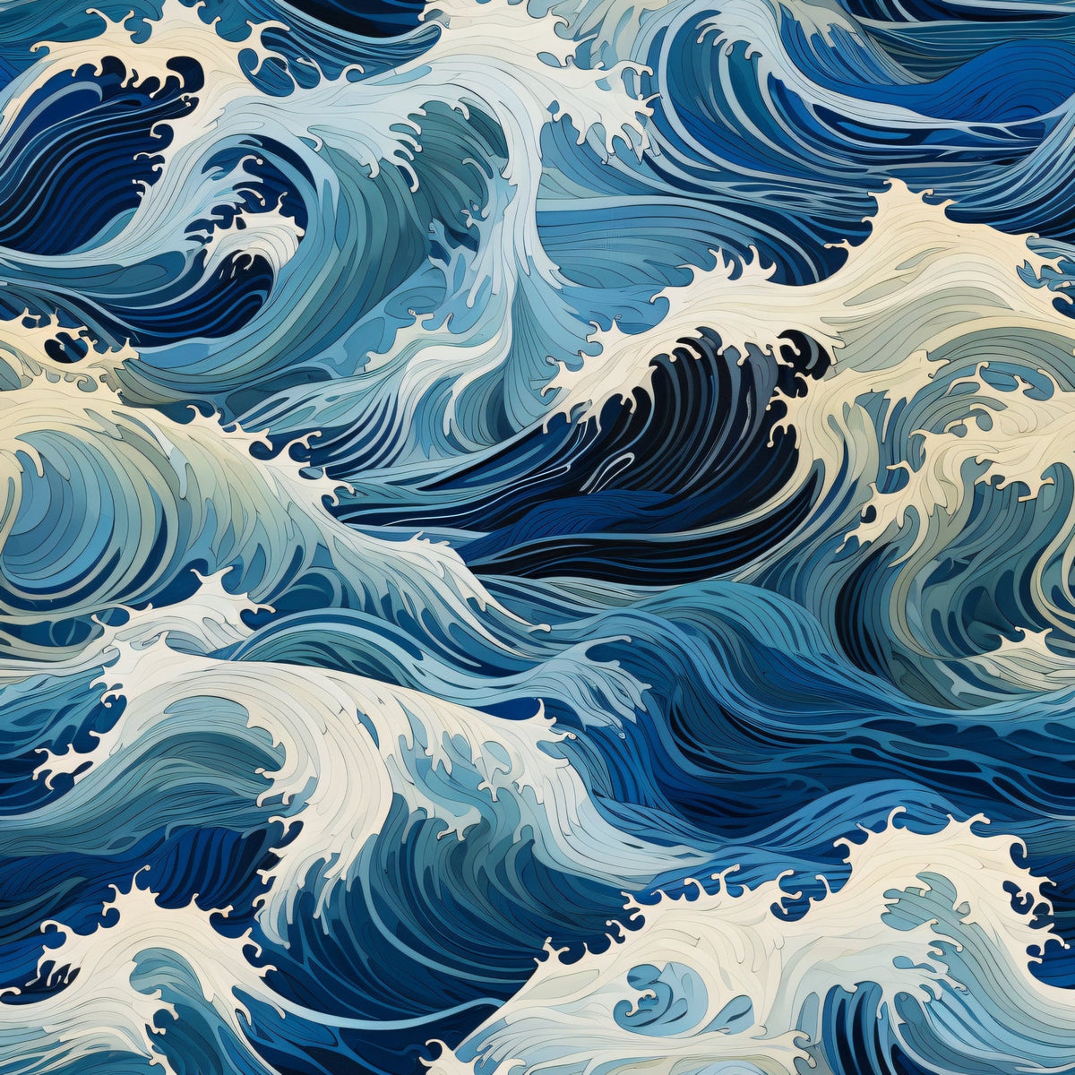 Indigo Swells Pattern 4 Fleece Fabric