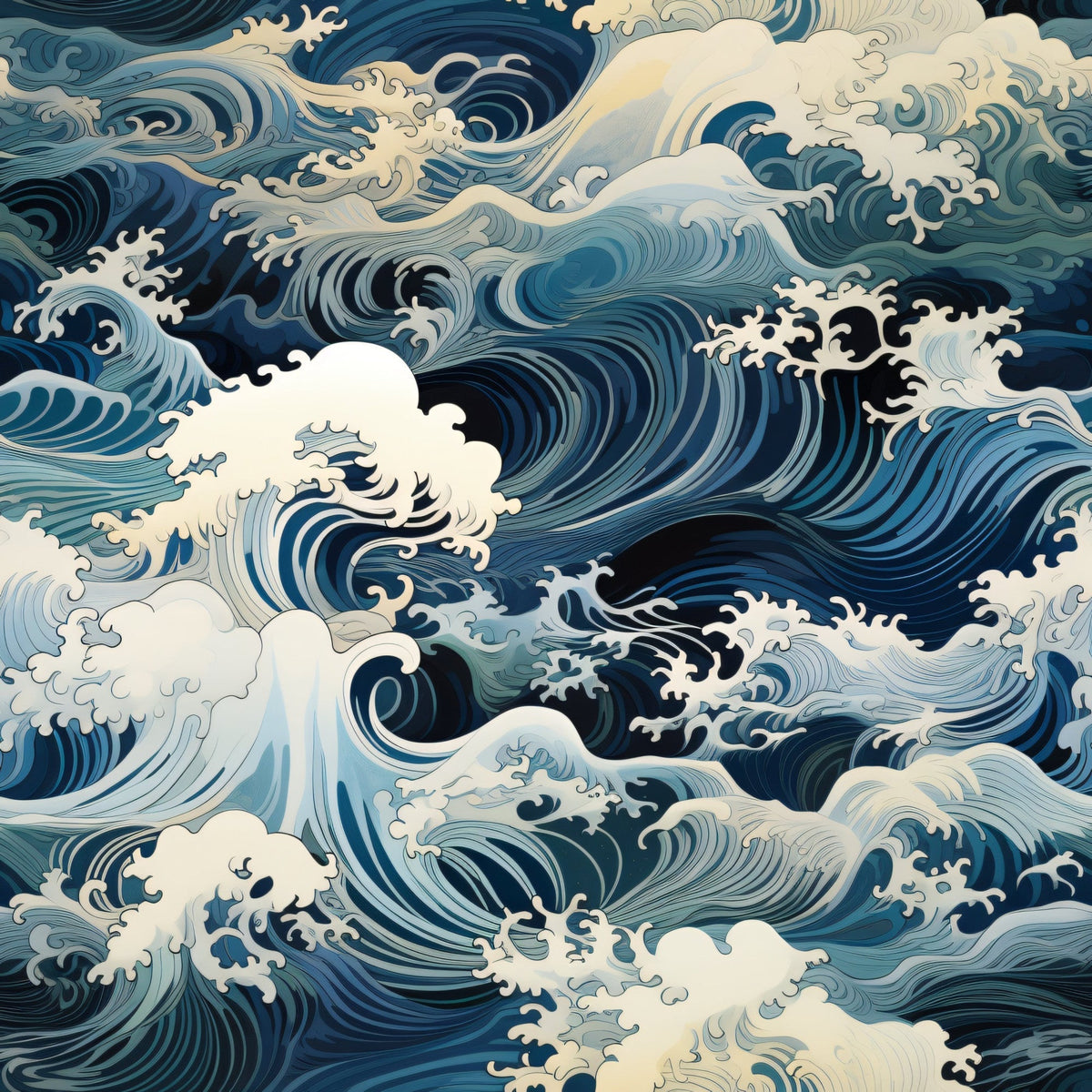 Indigo Swells Pattern 5 Fleece Fabric