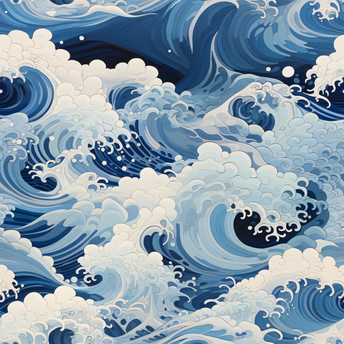 Indigo Swells Pattern 6 Fleece Fabric