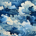 Indigo Swells Pattern 7 Fleece Fabric