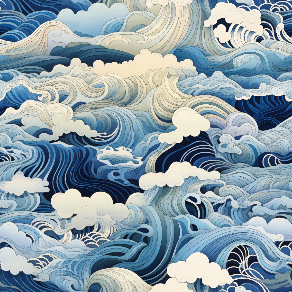 Indigo Swells Pattern 8 Fleece Fabric
