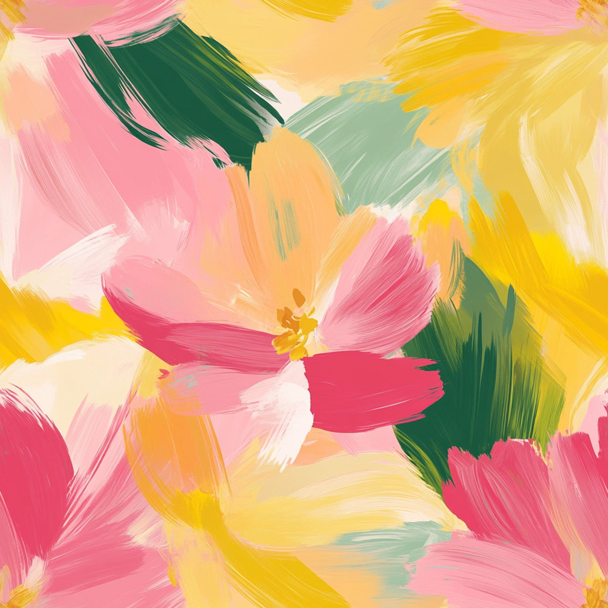 Brushstroke Bouquet Pattern 10 Fleece Fabric