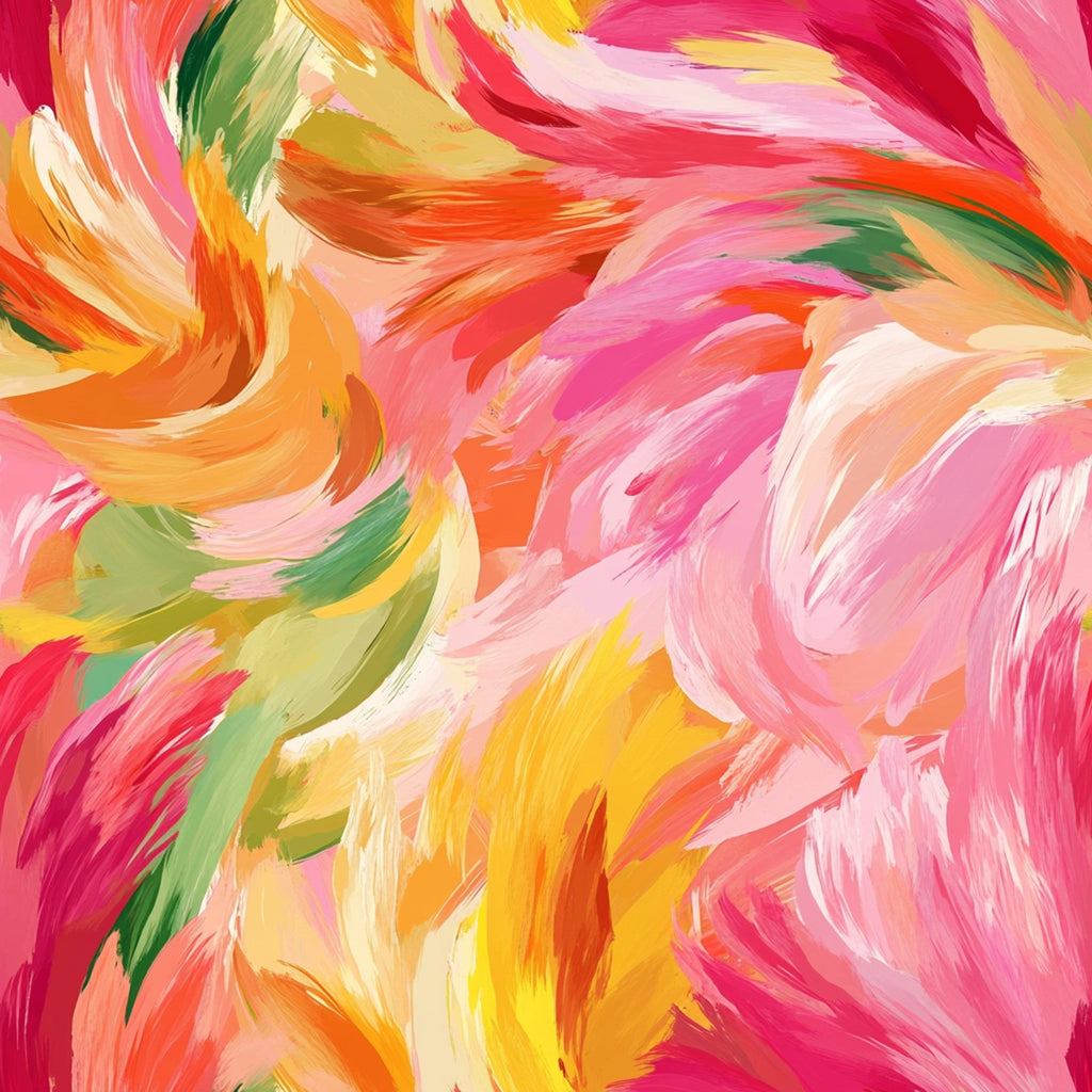 Brushstroke Bouquet Pattern 12 Fleece Fabric