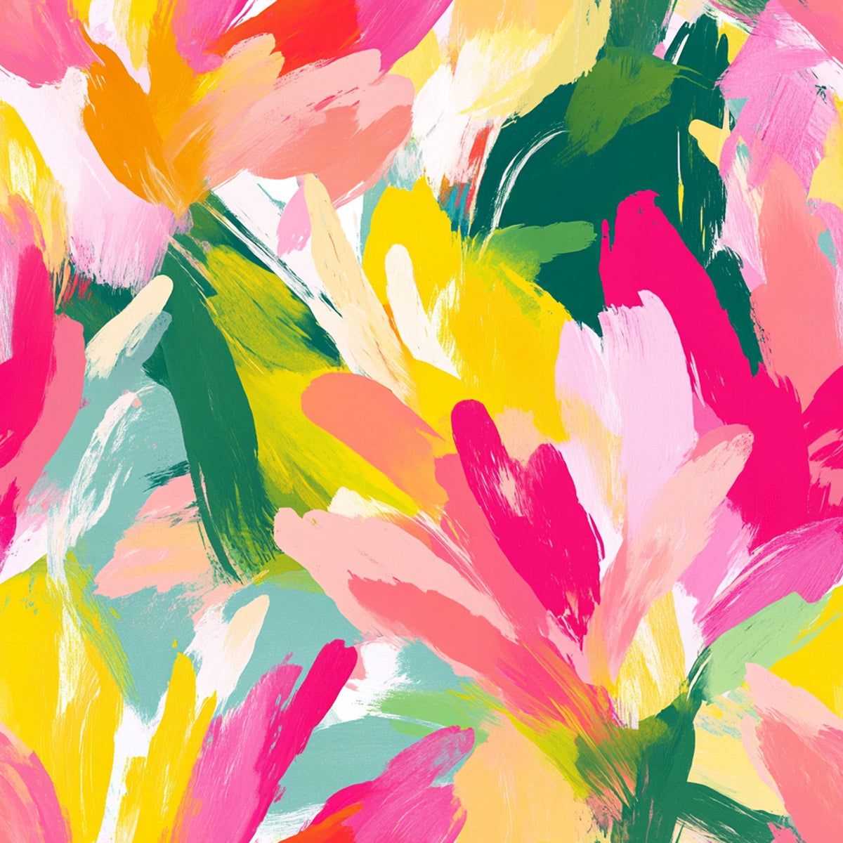 Brushstroke Bouquet Pattern 2 Fleece Fabric