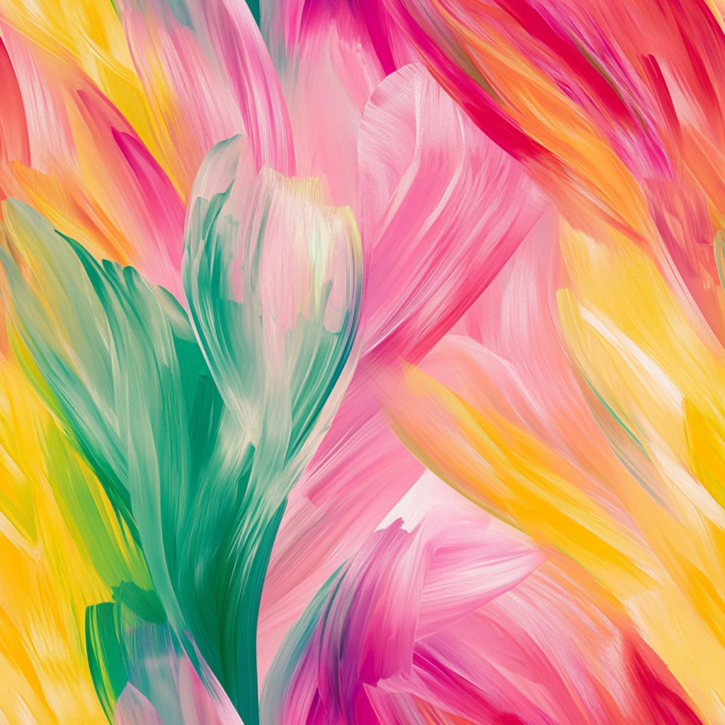 Brushstroke Bouquet Pattern 4 Fleece Fabric