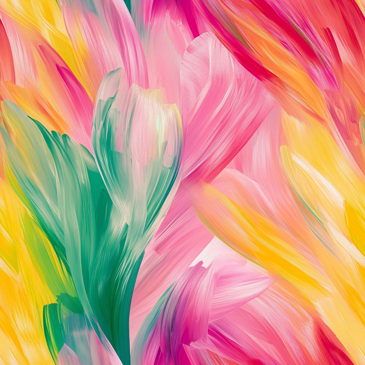 Brushstroke Bouquet Pattern 4 Fleece Fabric