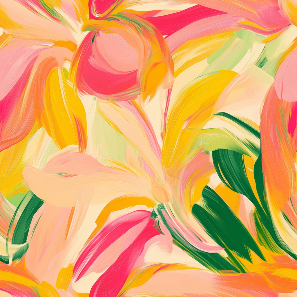 Brushstroke Bouquet Pattern 6 Fleece Fabric