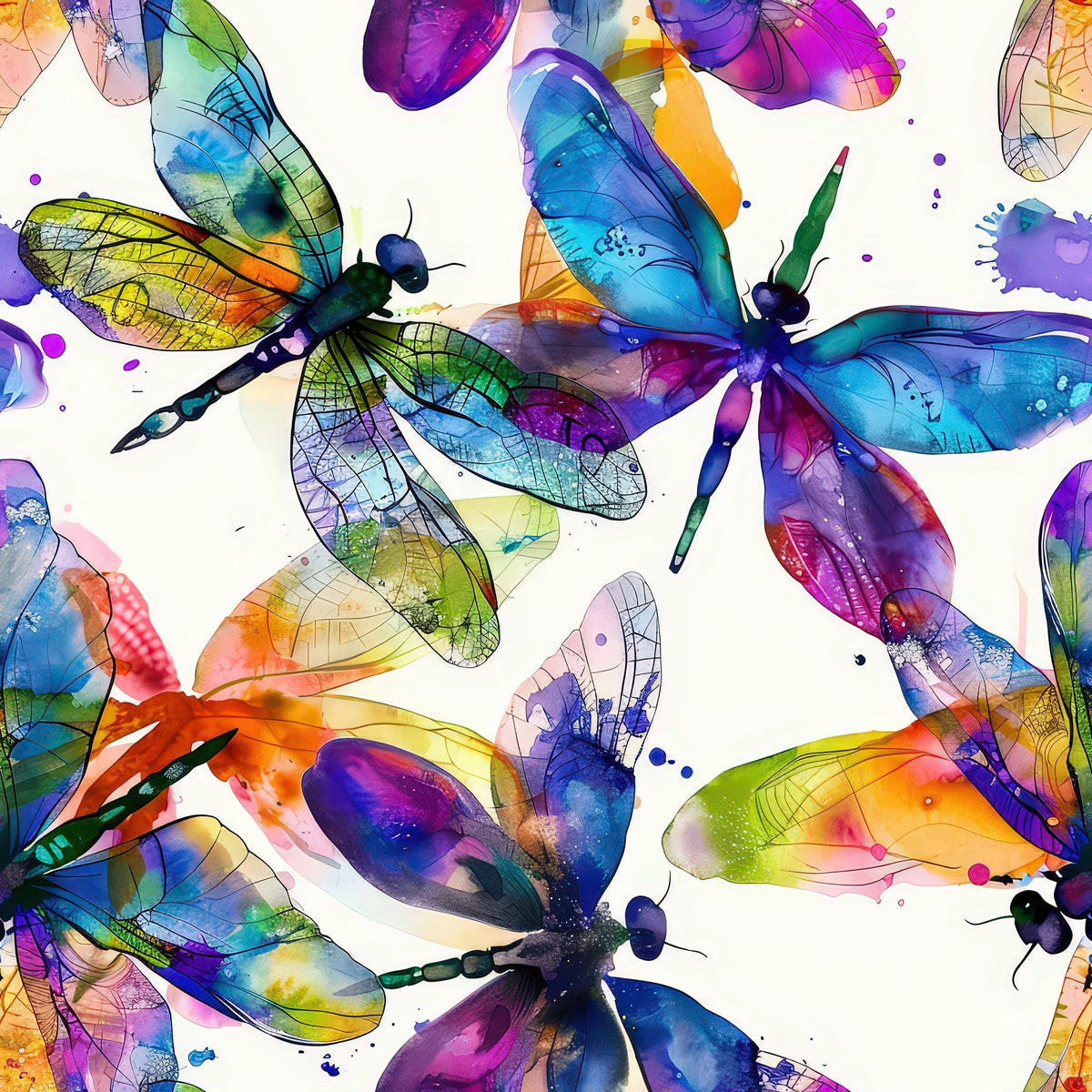 Watercolor Wings Pattern 2 Fleece Fabric