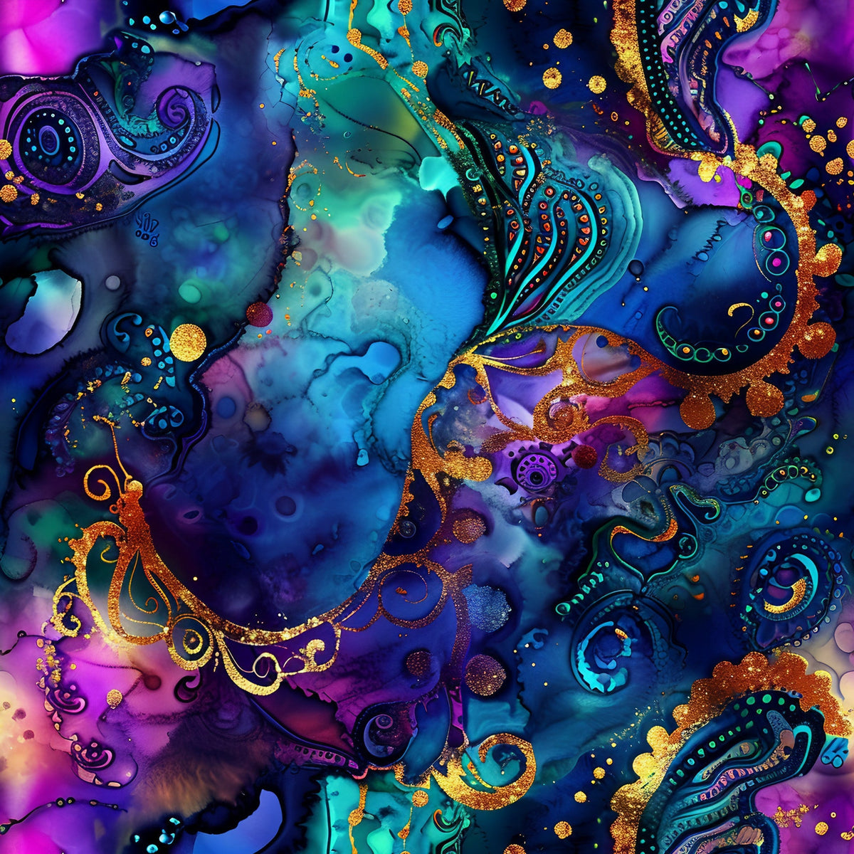 Geode Glow Pattern 12 Fleece Fabric