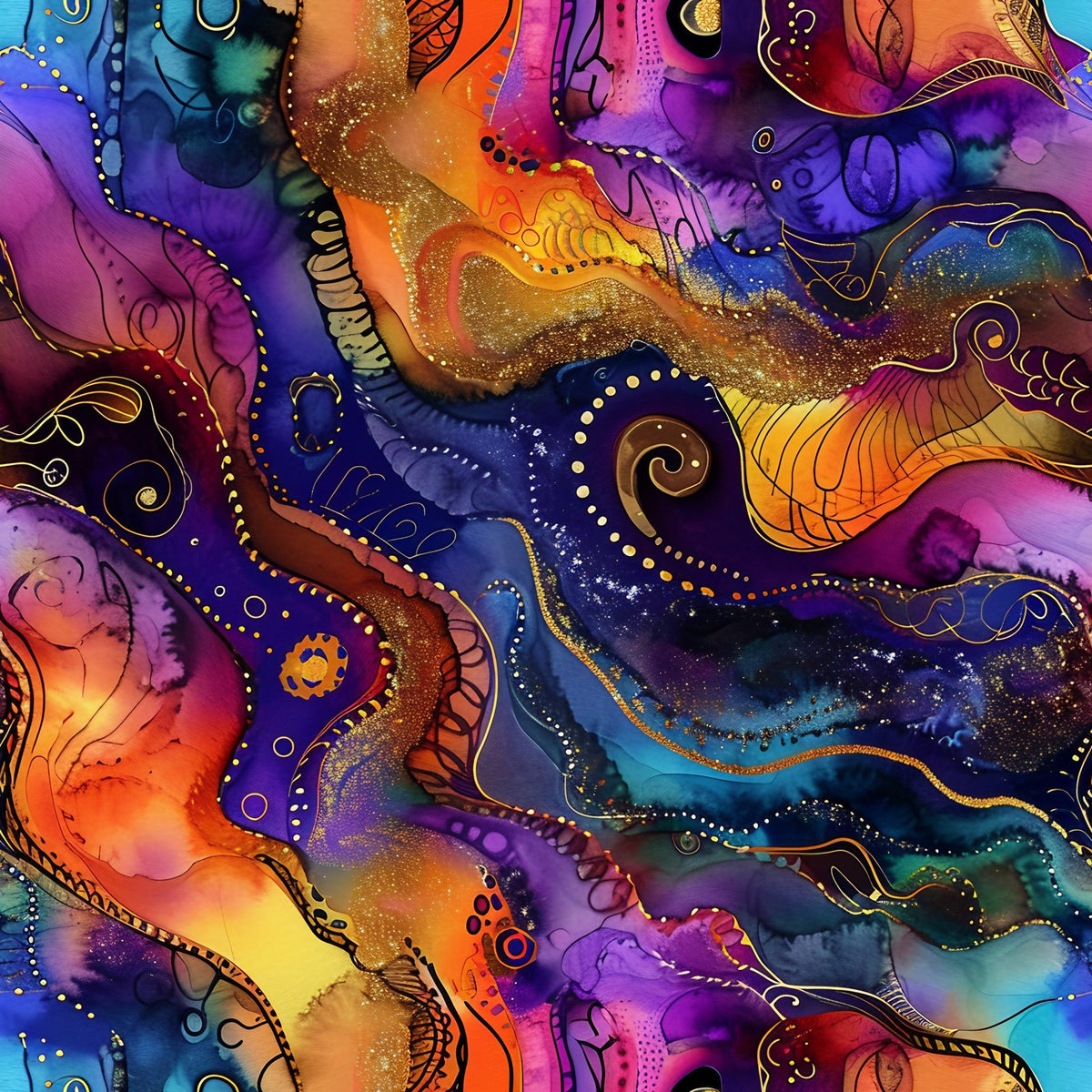 Geode Glow Pattern 3 Fleece Fabric