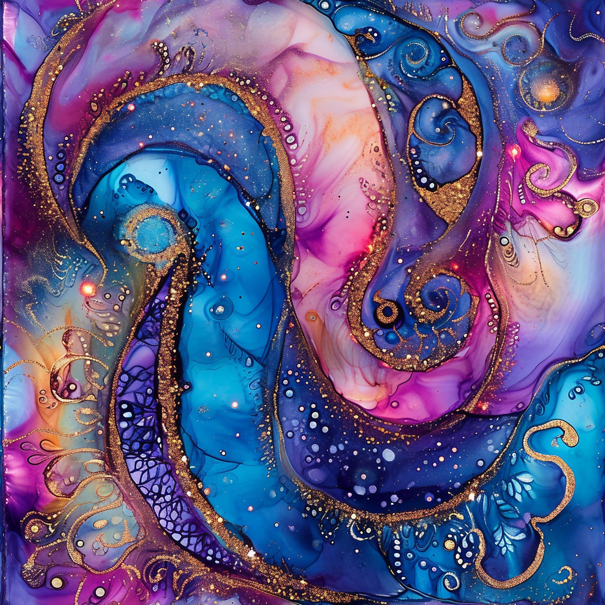 Geode Glow Pattern 8 Fleece Fabric