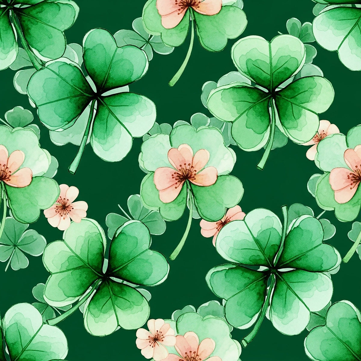 Alcohol Ink Shamrock Pattern 1 Fleece Fabric