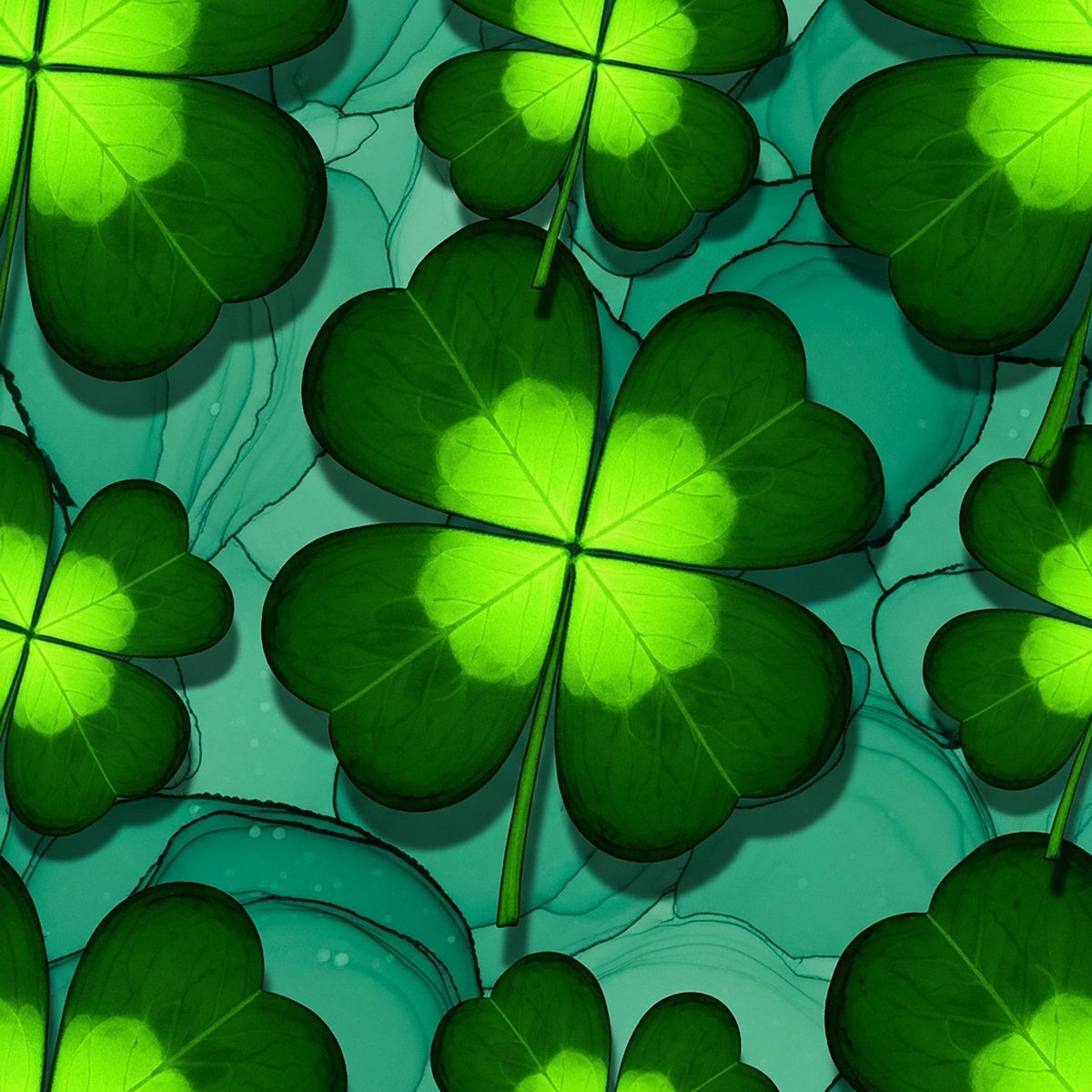 Alcohol Ink Shamrock Pattern 11 Fleece Fabric