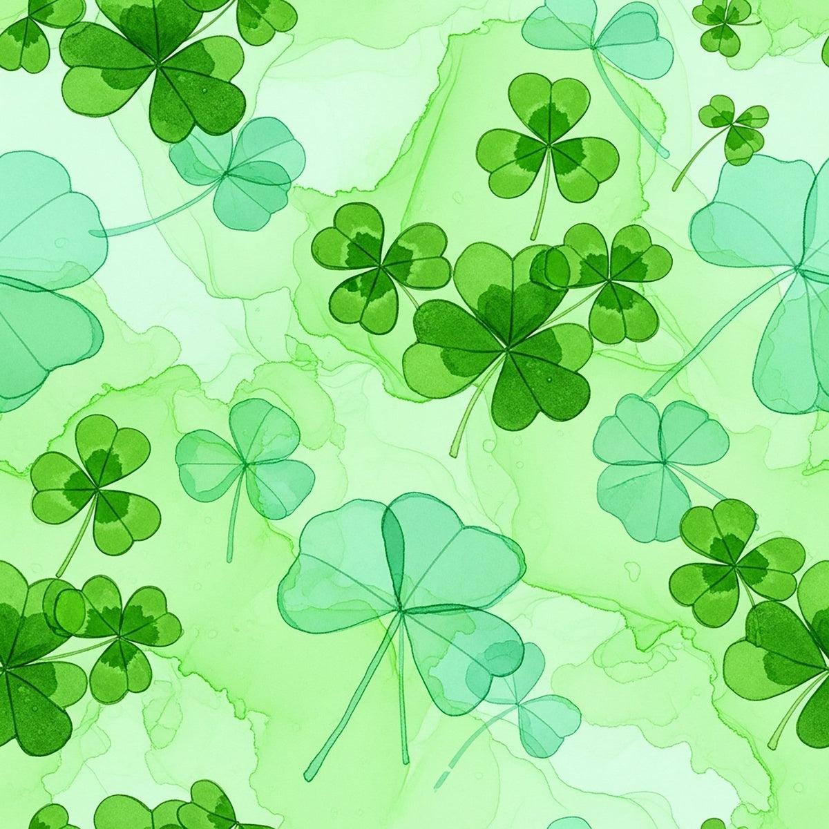 Alcohol Ink Shamrock Pattern 14 Fleece Fabric