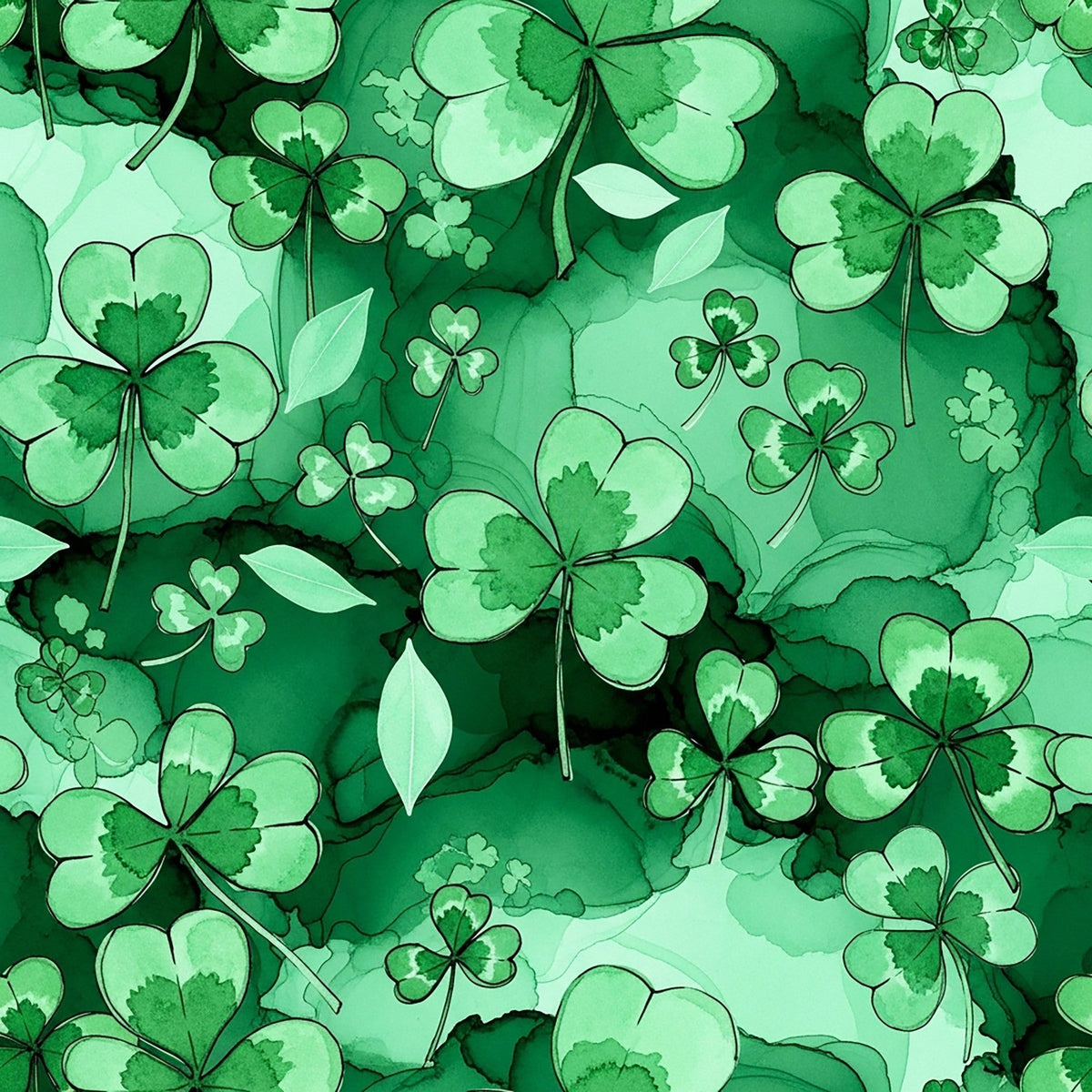 Alcohol Ink Shamrock Pattern 16 Fleece Fabric