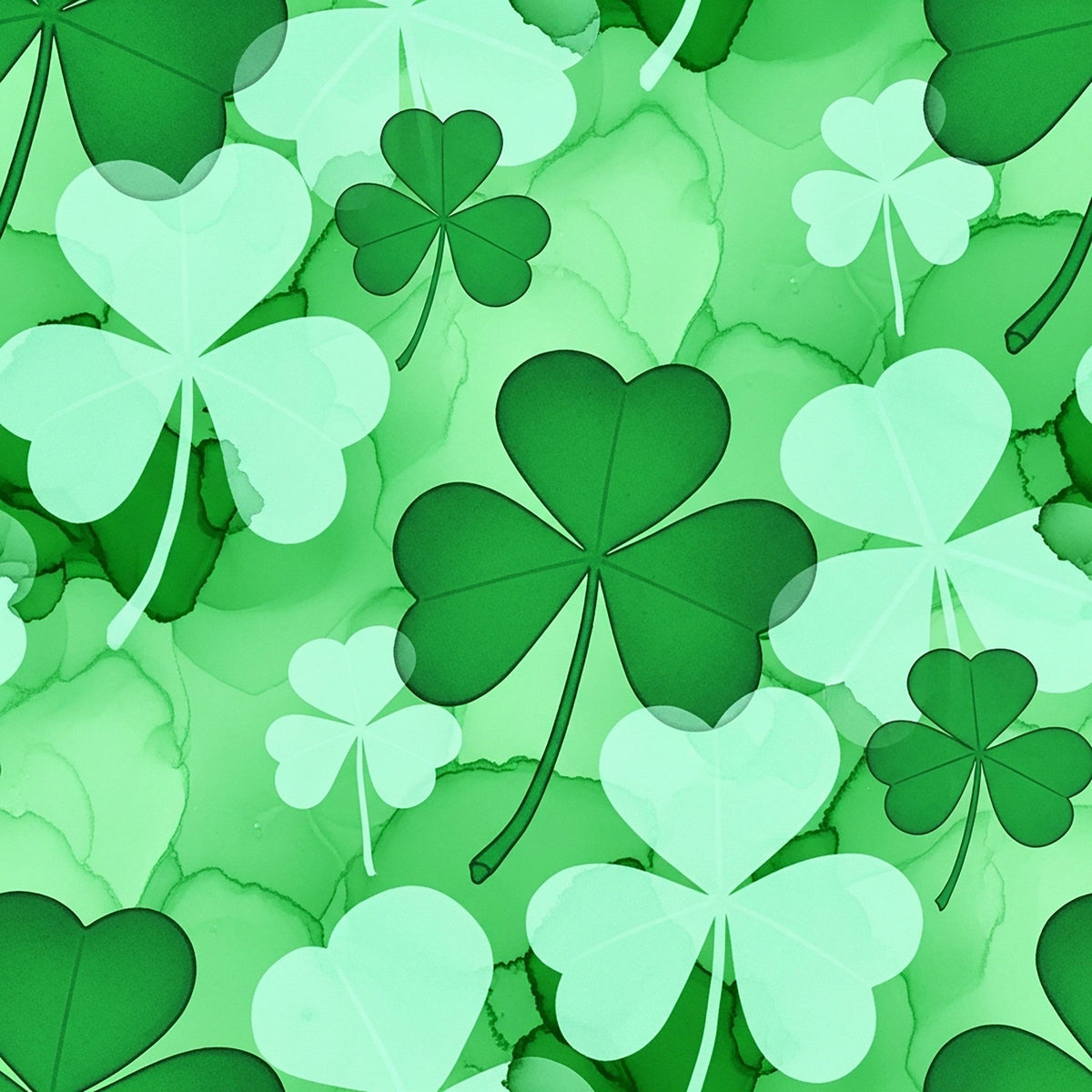 Alcohol Ink Shamrock Pattern 17 Fleece Fabric
