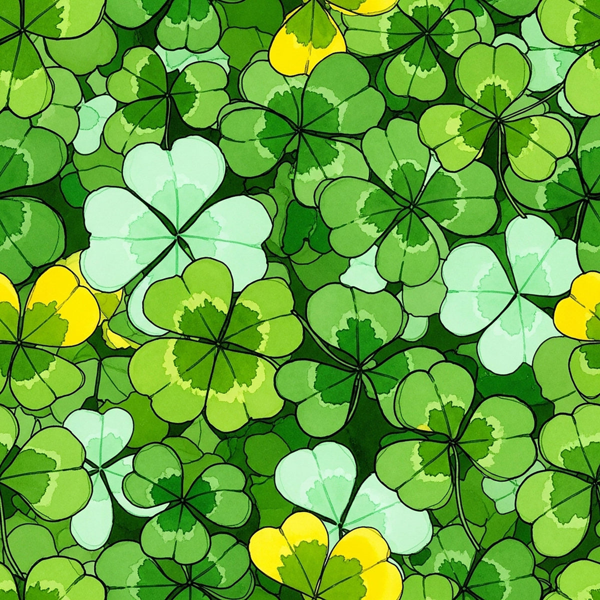 Alcohol Ink Shamrock Pattern 19 Fleece Fabric
