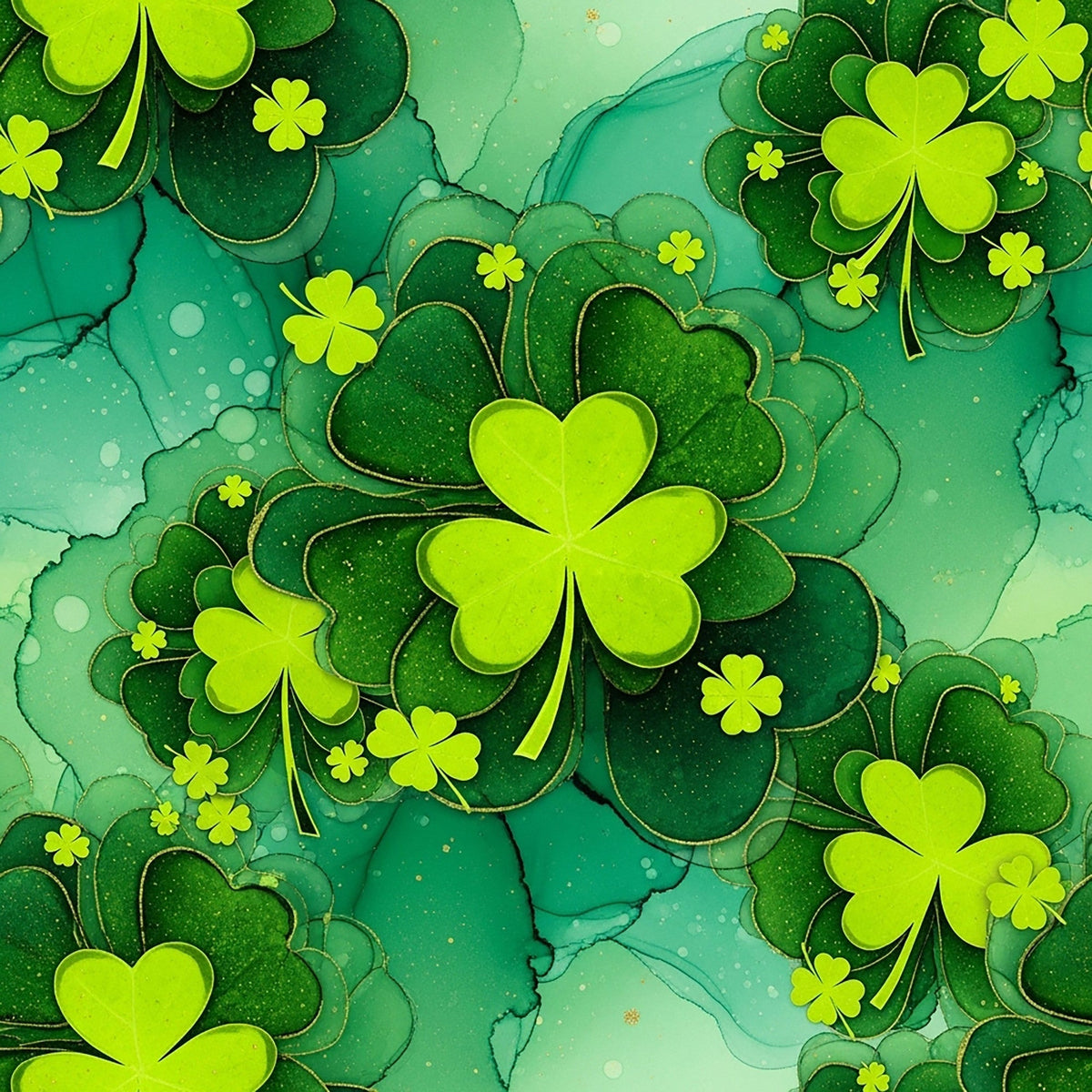 Alcohol Ink Shamrock Pattern 21 Fleece Fabric