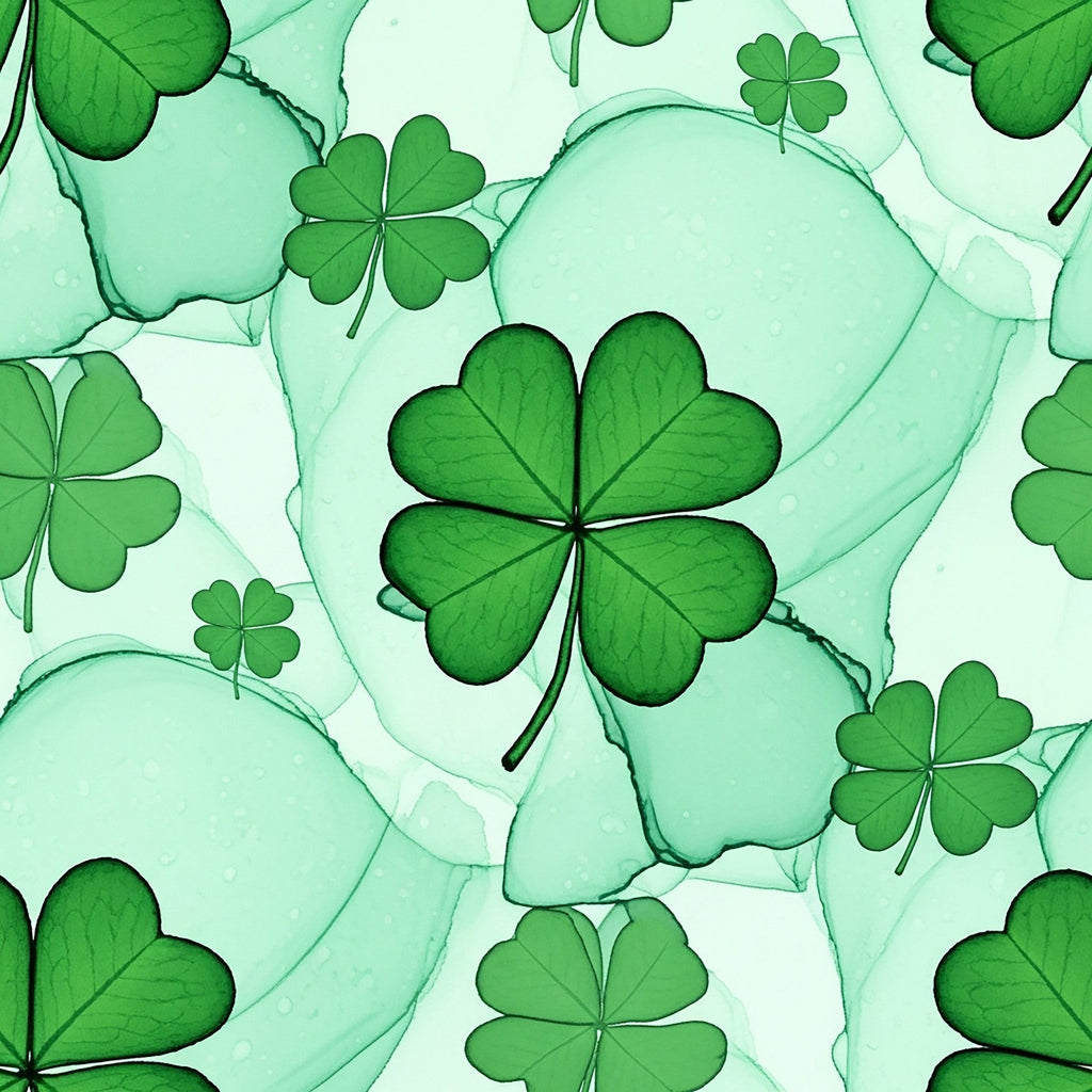 Alcohol Ink Shamrock Pattern 22 Fleece Fabric