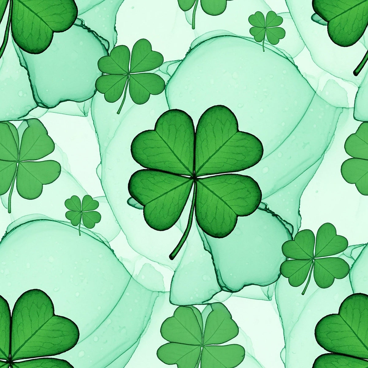 Alcohol Ink Shamrock Pattern 22 Fleece Fabric
