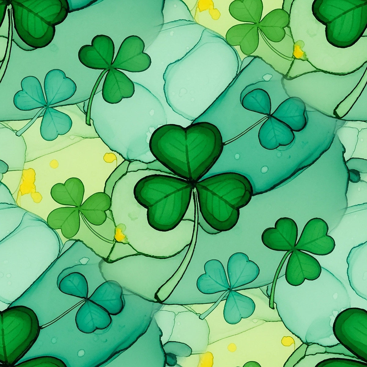 Alcohol Ink Shamrock Pattern 25 Fleece Fabric