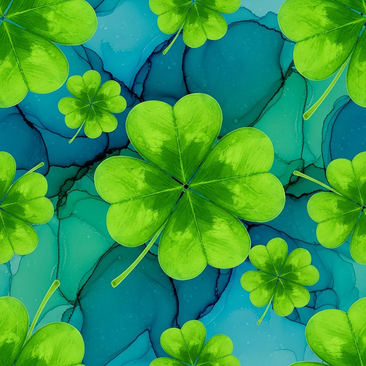 Alcohol Ink Shamrock Pattern 4 Fleece Fabric