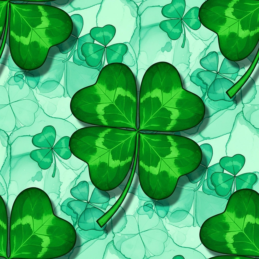 Alcohol Ink Shamrock Pattern 6 Fleece Fabric