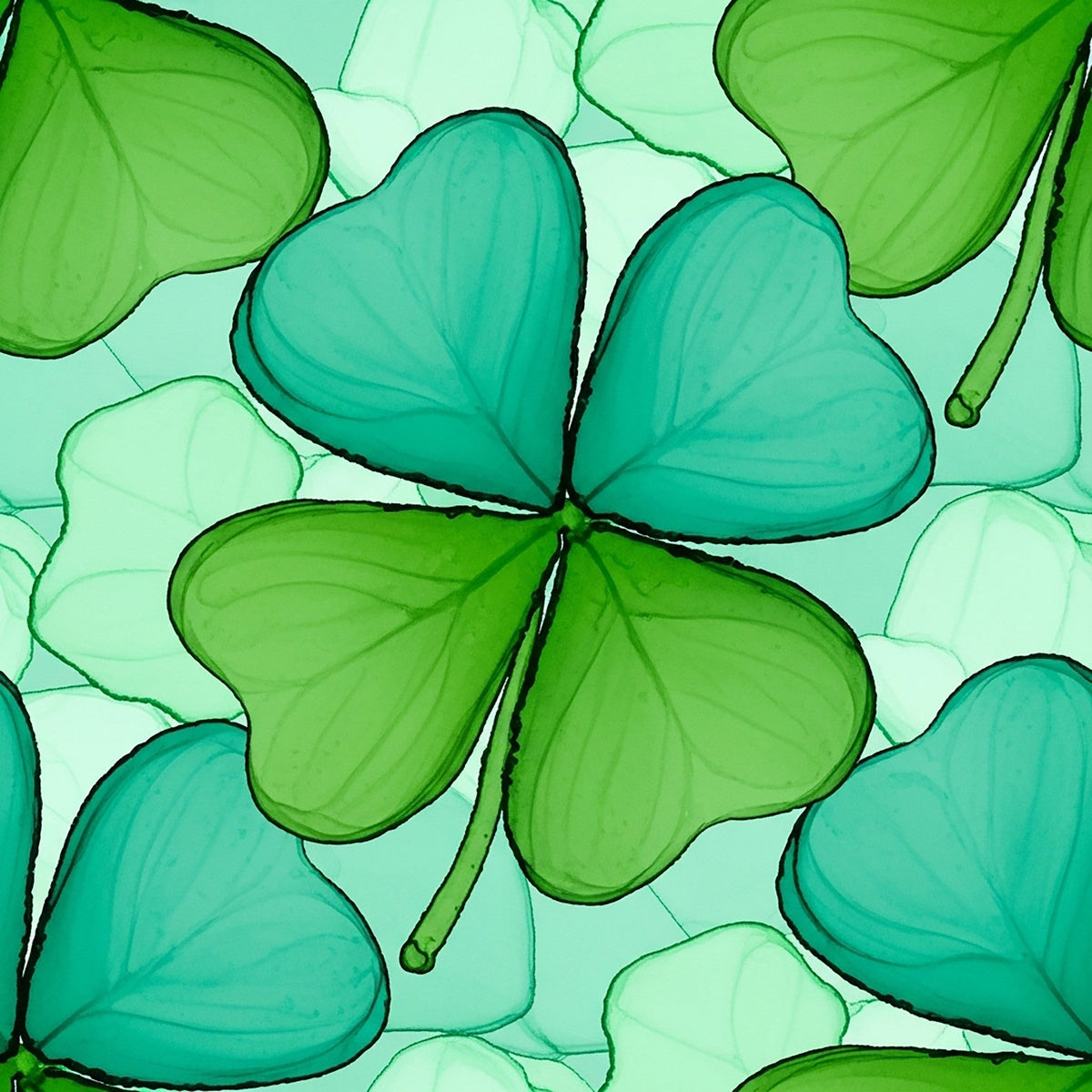 Alcohol Ink Shamrock Pattern 8 Fleece Fabric