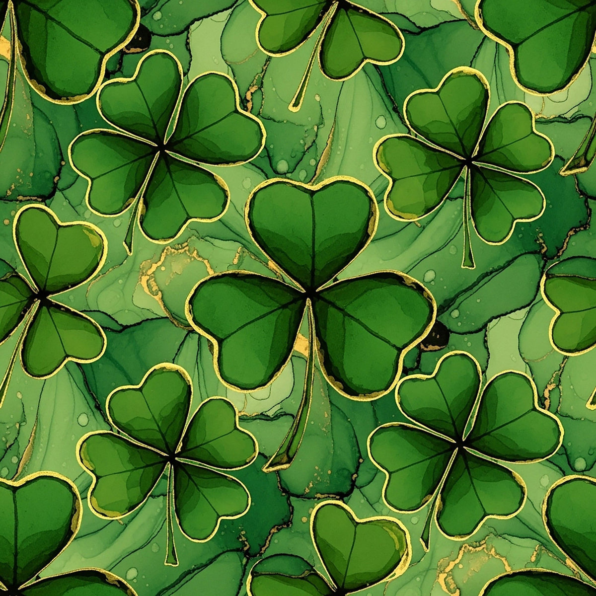 Alcohol Ink Shamrock Pattern 9 Fleece Fabric