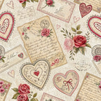 Antique Valentine Postcards Pattern 4 Fleece Fabric