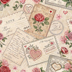 Antique Valentine Postcards Pattern 9 Fleece Fabric