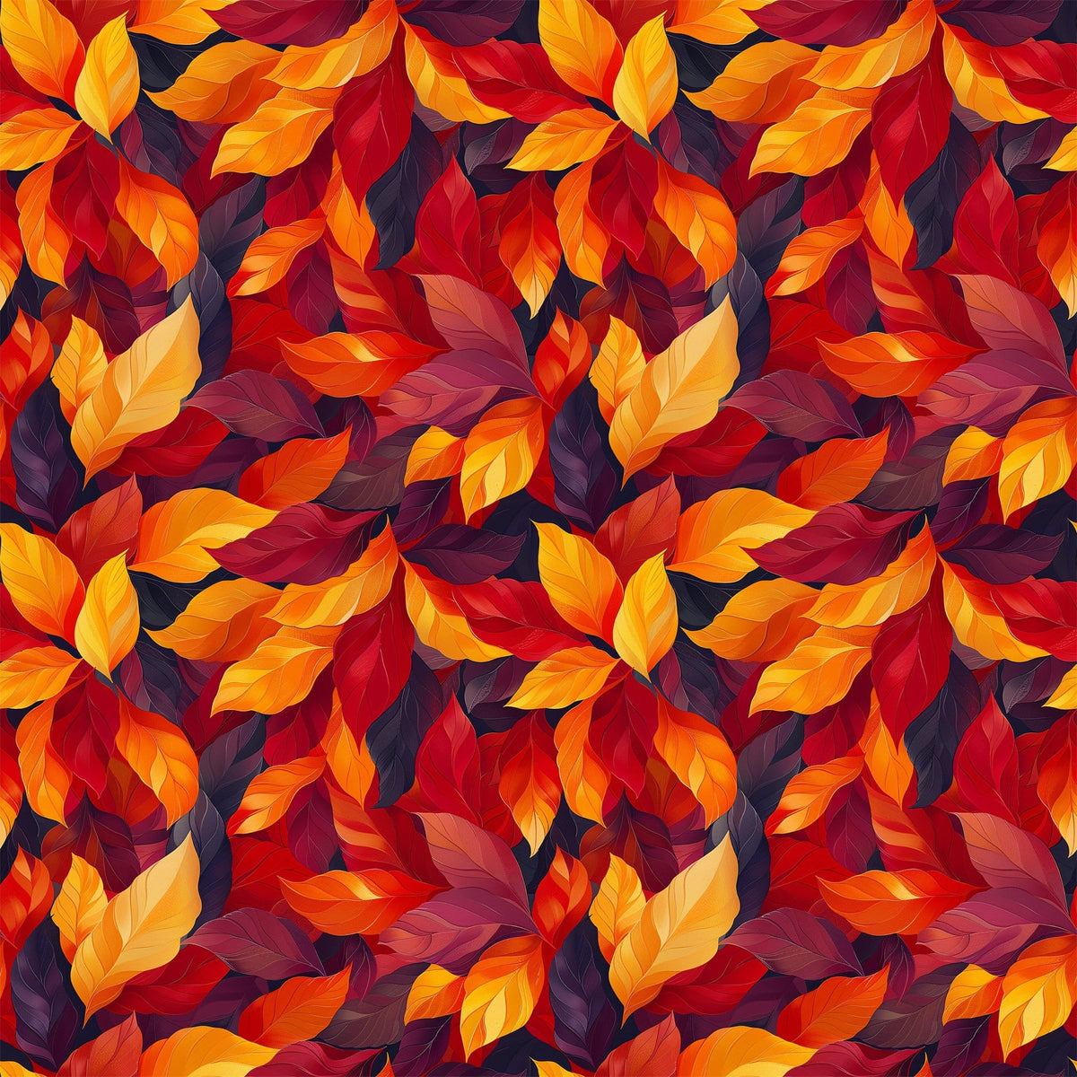 Fiery Foliage Pattern 1 Fleece Fabric